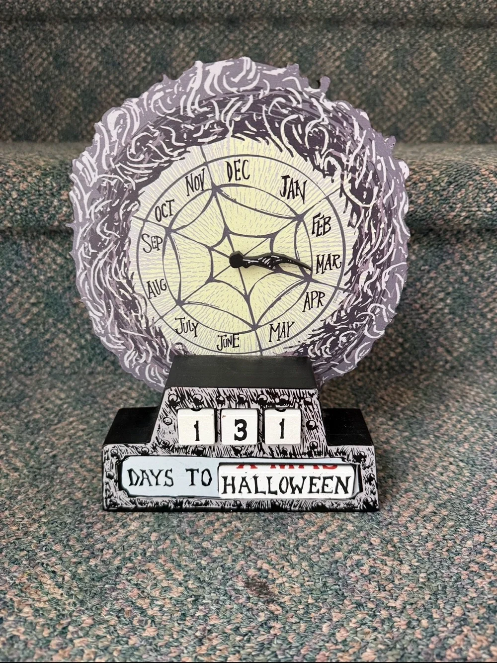 Disney Halloween Countdown Perpetual Calendar Clock - Black & Cream